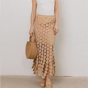Laser Cut Multi Circle Double Layered Skirt Midi length size Small New